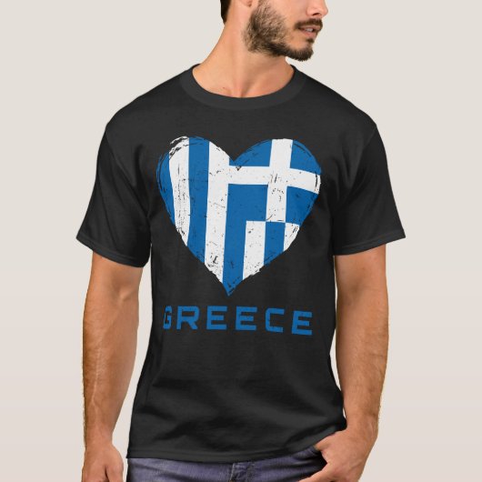 Griekenland Vlag Hart Noodlijdend Mannen T-shirt (Voorkant)