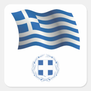 Griekenland - vlaggeenkast vierkante sticker