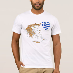 Griekenland — Vlaggenhart en -kaart T-Shirt