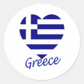 Griekenland - Vlaggenhart Ronde Sticker (Voorkant)