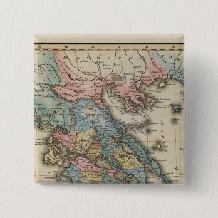 Griekenland Volledige kaart Atlas Vierkante Button 5,1 Cm