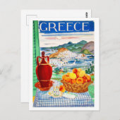 Griekenland, vruchten op tafel, uitzicht van het v briefkaart (Voorkant / Achterkant)