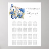 Griekenland Waterverf Bruiloft 20 Tafel Zitkaarten Poster (Voorkant)
