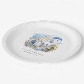 Griekenland Waterverf gepersonaliseerde minimale b Papieren Bordje (Gekanteld)