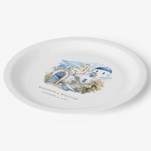 Griekenland Waterverf gepersonaliseerde minimale b Papieren Bordje (Gekanteld)