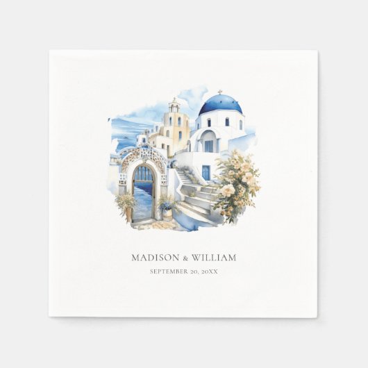 Griekenland Waterverf gepersonaliseerde minimale b Servet (Voorkant)
