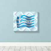 Griekenland Waving Flag Canvas Afdruk (Insitu (Houten vloer))
