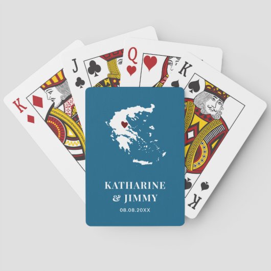 Griekenland Wedding Favor Deck of Cards, kaart (Achterkant)
