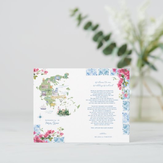 Griekenland Wedding Weekend Welkom Digitaal Kaart (Staand voorkant)