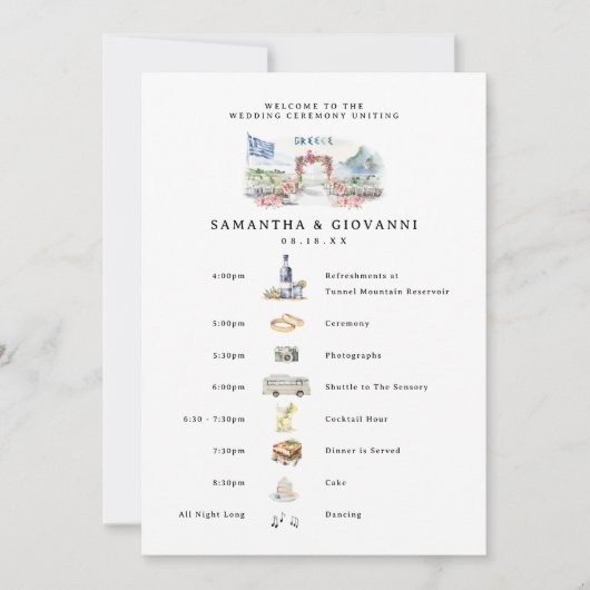 Griekenland Wedding Weekend Welkom Digitaal Kaart (Voorkant)