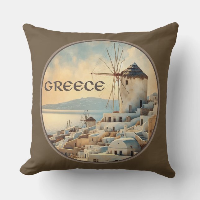 Griekenland Windmolens van Mykonos Kussen (Voorkant)