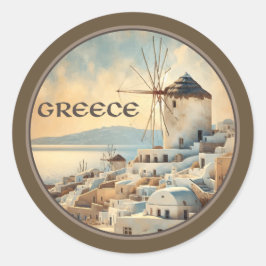 Griekenland Windmolens van Mykonos Ronde Sticker