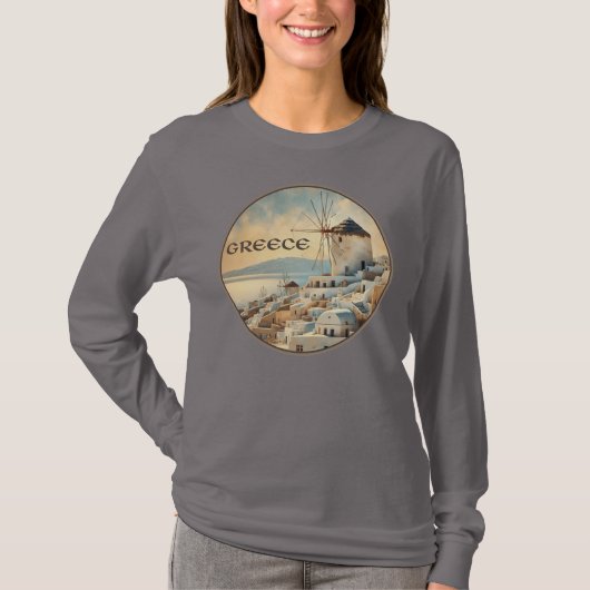 Griekenland Windmolens van Mykonos T-shirt (Voorkant)