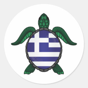 Griekenland zee schildpadvlag ronde sticker