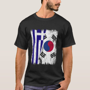 Griekenland Zuid-Korea Halve Vlag Griekse Zuid-Kor T-shirt
