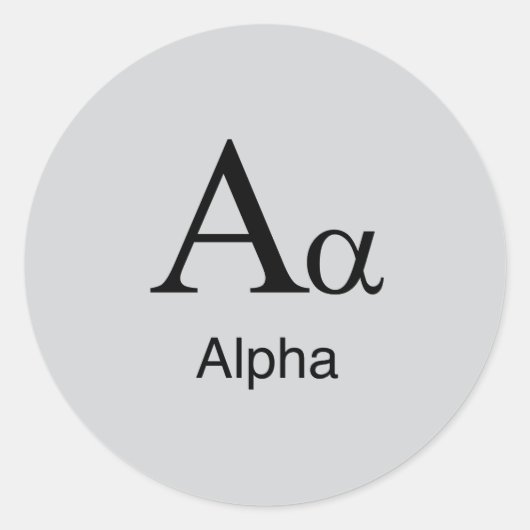 Grieks alfabet alfa ronde sticker (Voorkant)