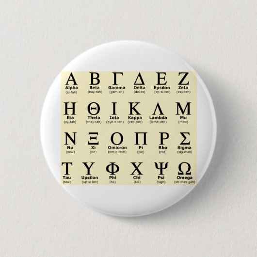 grieks alfabet cadeautjes ronde button 5,7 cm (Voorkant)