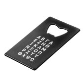 Grieks Alfabet Credit Kaart Bottle Open Creditkaart Flessenopener (Voorkant Gekanteld)