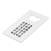 Grieks alfabet creditkaart flessenopener (Achterkant Gekanteld)