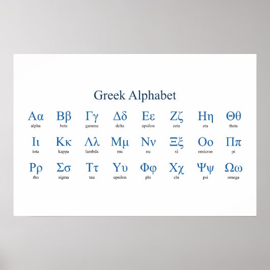 Grieks Alfabet Smal Horizontaal Poster (Voorkant)