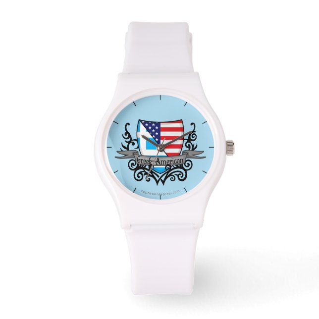 Grieks-Amerikaanse schildvlag Horloge (Voorkant)
