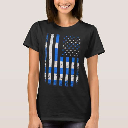 Grieks-Amerikaanse vlag T-shirt (Voorkant)