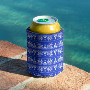 Grieks Arabesk Mediterraan Patroon Blauw Blikjeskoeler