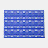 Grieks Arabesk Mediterraan Patroon Blauw Deurmat (Voorkant)