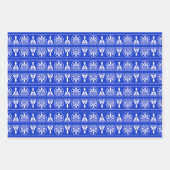 Grieks Arabesk Mediterraan Patroon Blauw Inpakpapier Vel (Voorkant)