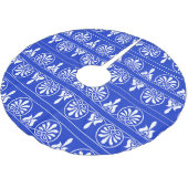 Grieks Arabesk Mediterraan Patroon Blauw Kerstboom Rok (Gekanteld)