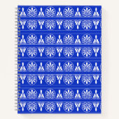 Grieks Arabesk Mediterraan Patroon Blauw Notitieboek (Voorkant)
