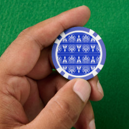 Grieks Arabesk Mediterraan Patroon Blauw Poker Chips