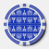 Grieks Arabesk Mediterraan Patroon Blauw Poker Chips (Voorkant)