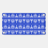 Grieks Arabesk Mediterraan Patroon Blauw Spandoek (Horizontaal)