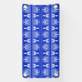 Grieks Arabesk Mediterraan Patroon Blauw Spandoek (Verticaal)