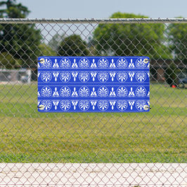 Grieks Arabesk Mediterraan Patroon Blauw Spandoek