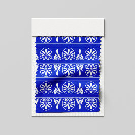 Grieks Arabesk Mediterraan Patroon Blauw Stof