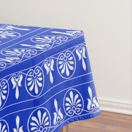 Grieks Arabesk Mediterraan Patroon Blauw Tafelkleed