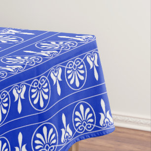 Grieks Arabesk Mediterraan Patroon Blauw Tafelkleed