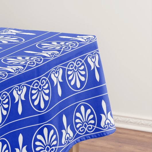 Grieks Arabesk Mediterraan Patroon Blauw Tafelkleed (Voorbeeld)
