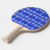 Grieks Arabesk Mediterraan Patroon Blauw Tafeltennisbatje (Voorkant Gekanteld)