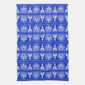 Grieks Arabesk Mediterraan Patroon Blauw Theedoek (Verticaal)