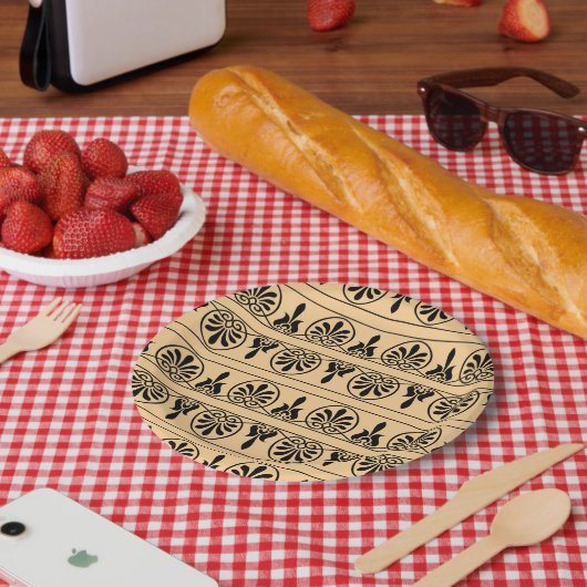 Grieks Arabesk mediterraan patroon bruin Papieren Bordje (Picknick)