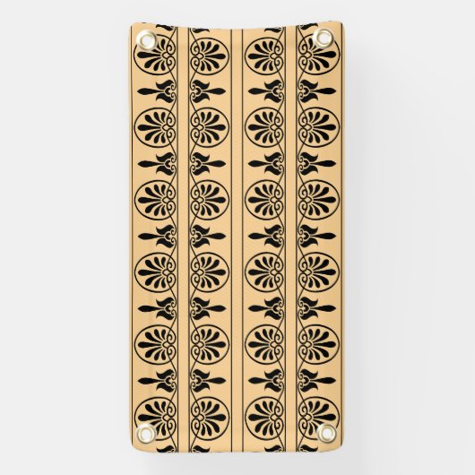 Grieks Arabesk mediterraan patroon bruin Spandoek (Verticaal)