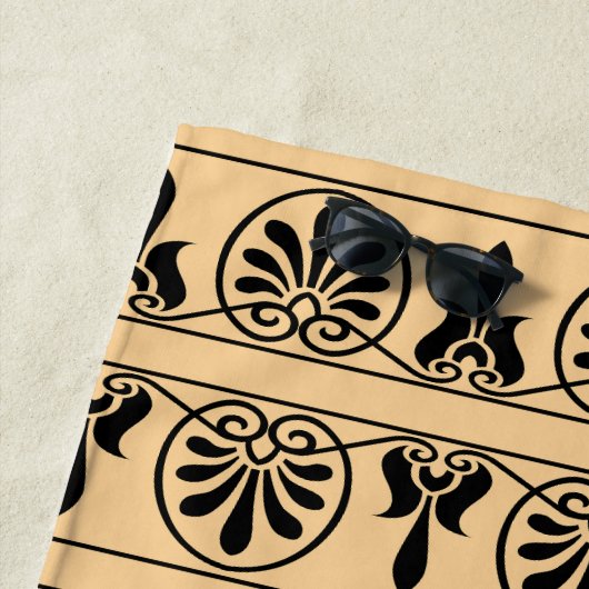 Grieks Arabesk mediterraan patroon bruin Strandlaken (In situ)