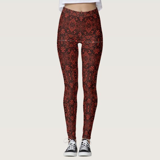Grieks Baroque Arabesque Pattern Black Terracotta Leggings (Voorkant)