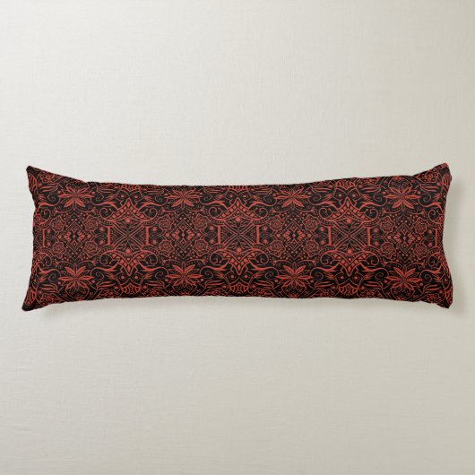 Grieks Baroque Arabesque Pattern Black Terracotta Lichaamskussen (Voorkant)