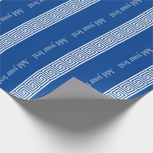 Grieks belangrijk meander patroon blauw cadeaupapi cadeaupapier (Hoek)