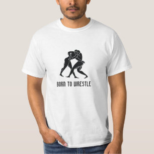 Grieks bladerend T-shirt "BORN TO WRESTLE"