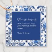 Grieks blauw en wit elegante bruiloft bedankjes labels (Voorkant)